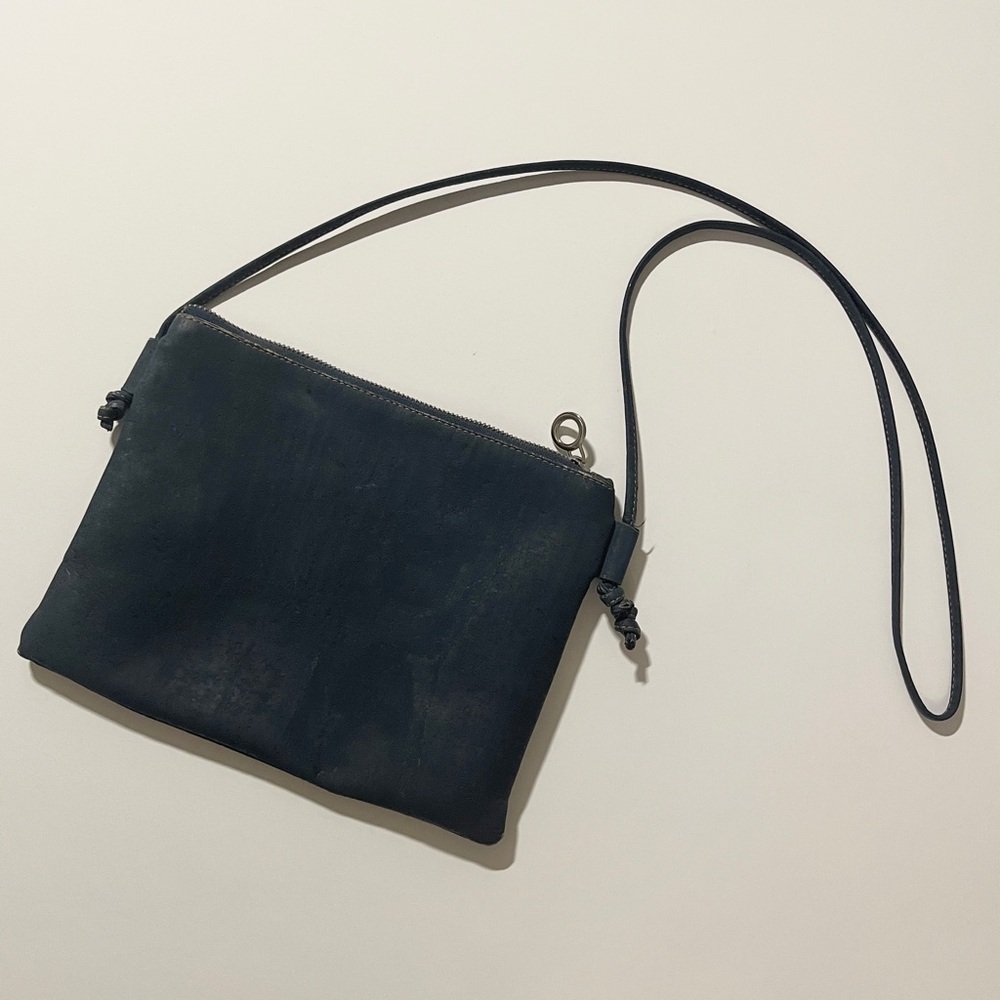 EcoCork Vegan Crossbody Bag in Dark Navy